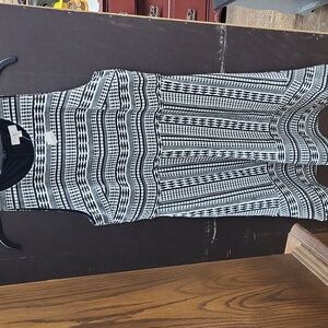 NWT LOFT Black and White Geometric Midi Dress